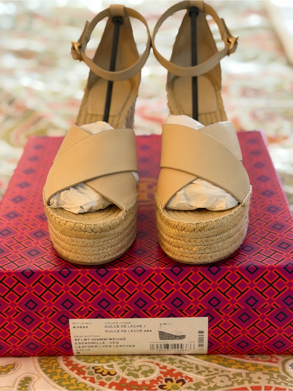 Tory Burch Shelby 105mm Wedge Espadrille Sandals - Dulce De Leche